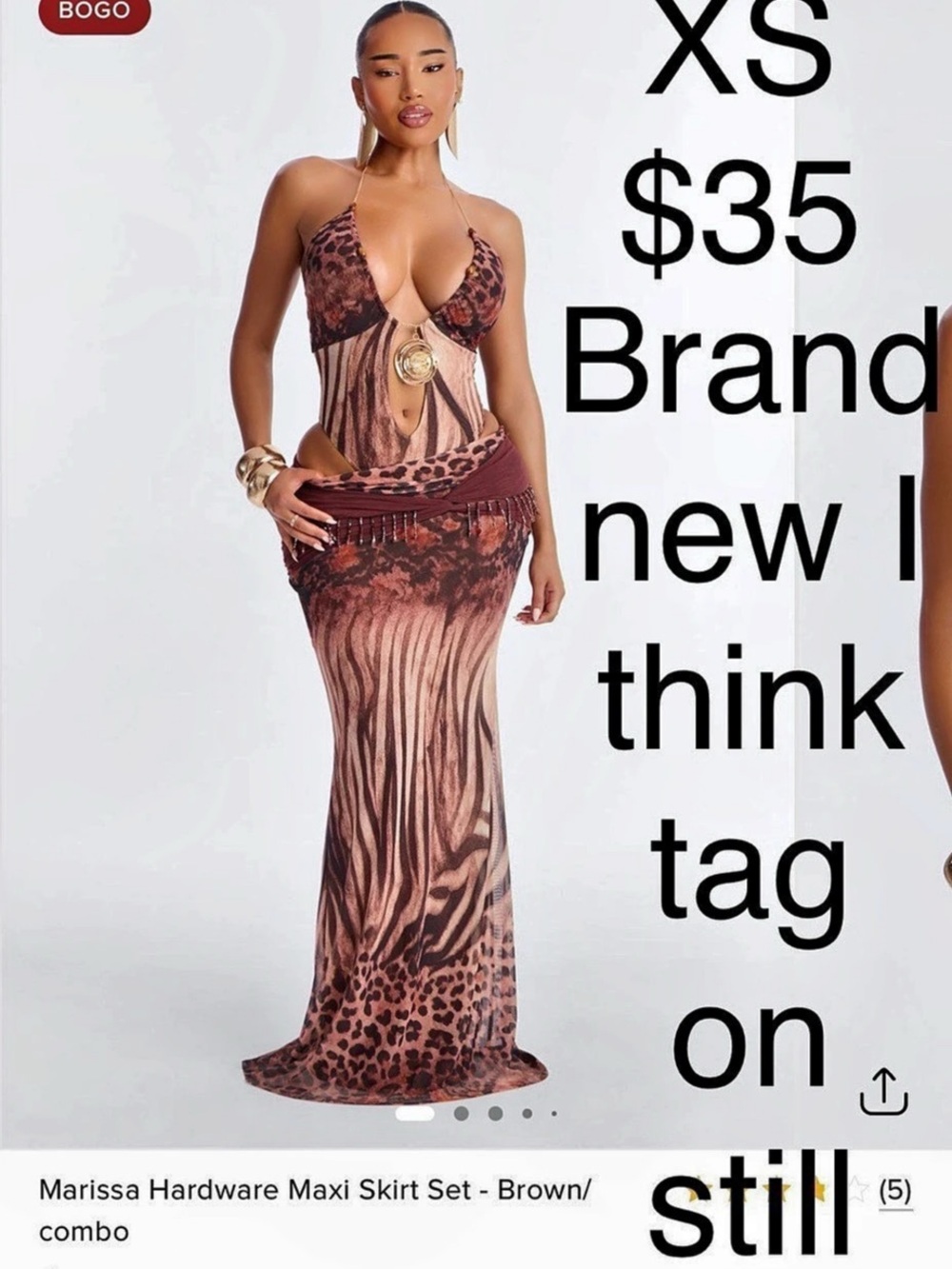 Fashion Nova Marissa Hardware Maxi Skirt Set Animal Print Maxi Skirt XS